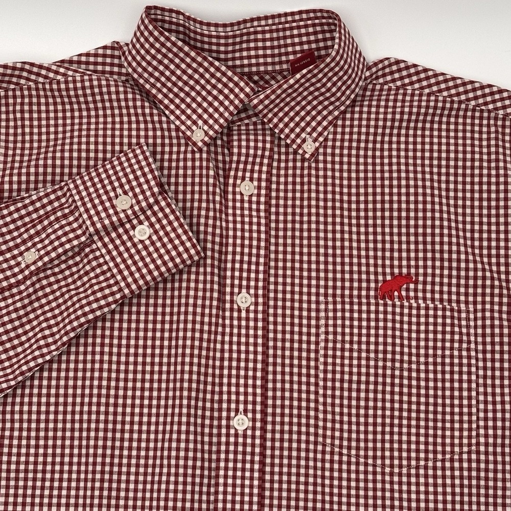 TuskWear Collection Mens L Red Gingham Button Down Shirt Long Sleeve Alabama